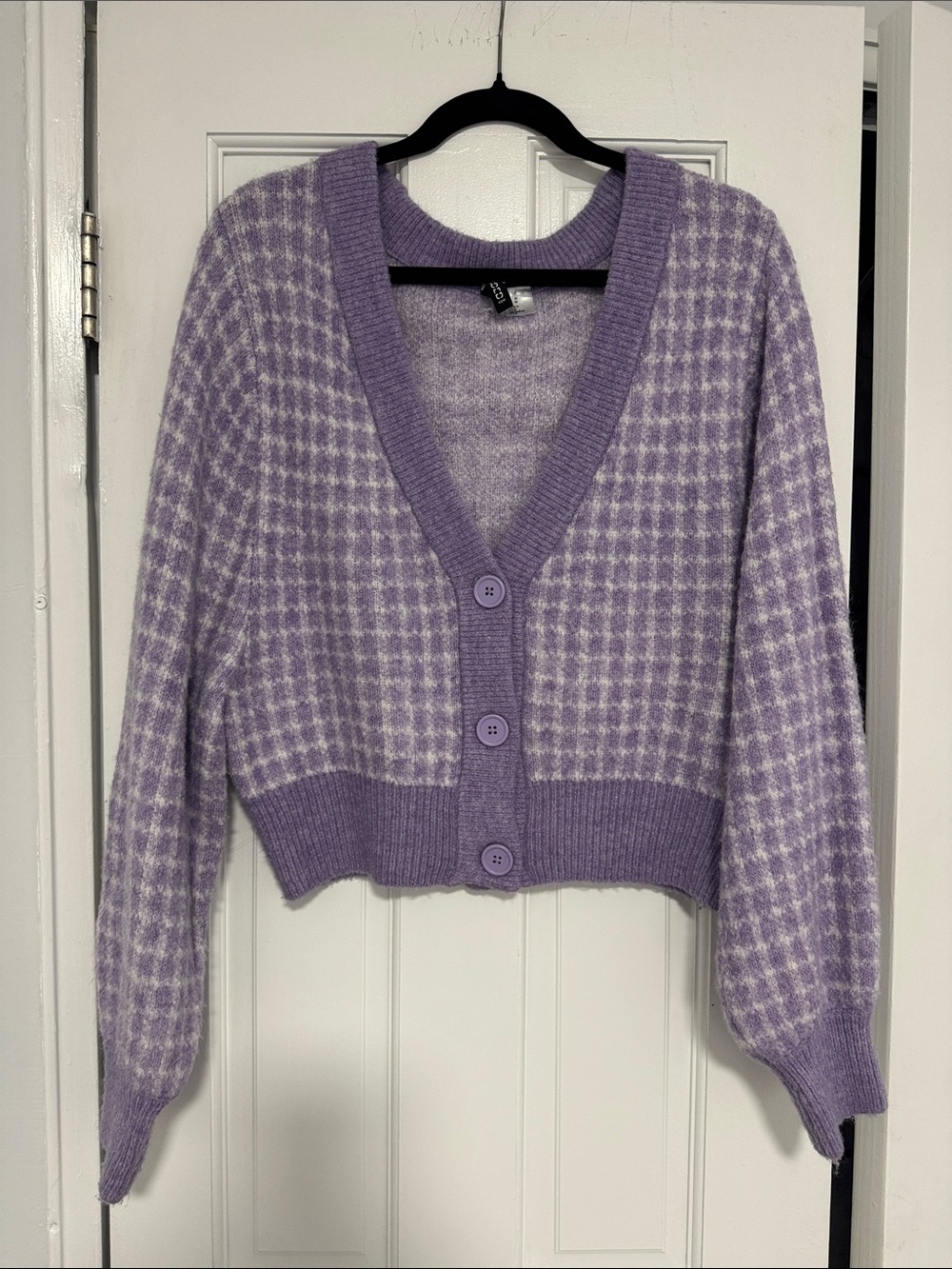 Divided Lavender Houndstooth V-Neck Cardigan